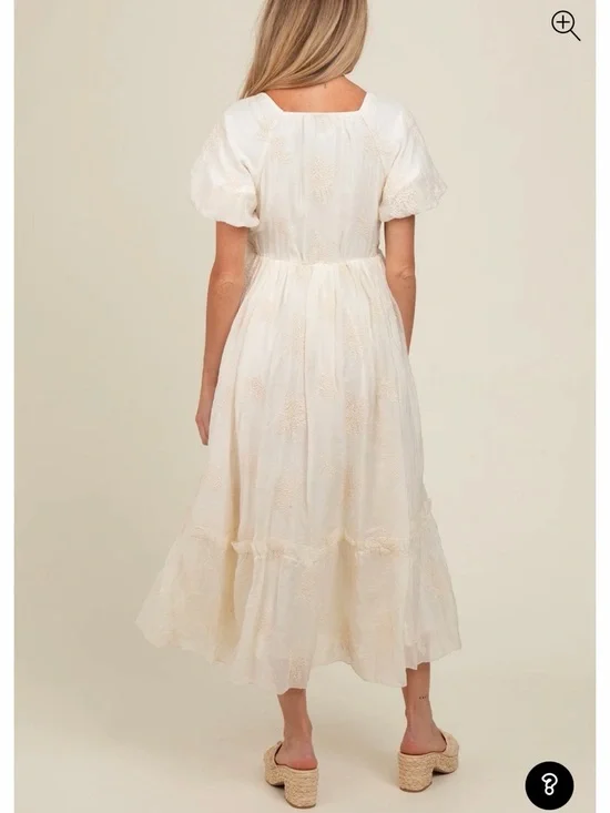 Pinkblush Cream Square-Neck Tiered Midi Dress - Picture 2 of 4